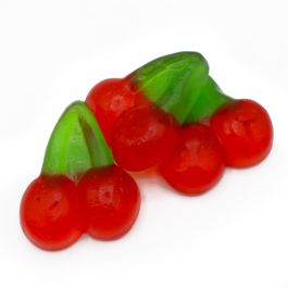 Twin cherry shaped jelly sweets with fruity flavour