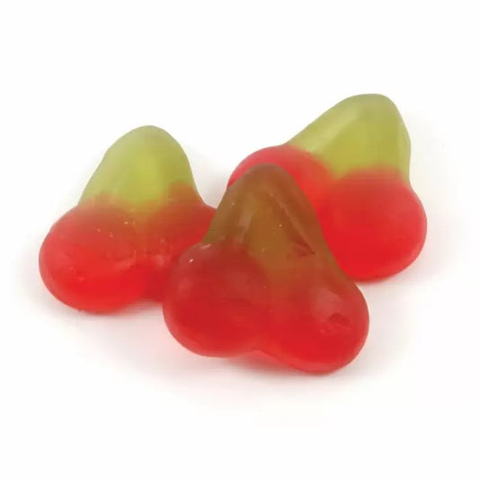 Haribo Cherries shaped like twin red cherries with green stalks, classic jelly sweets for pick and mix