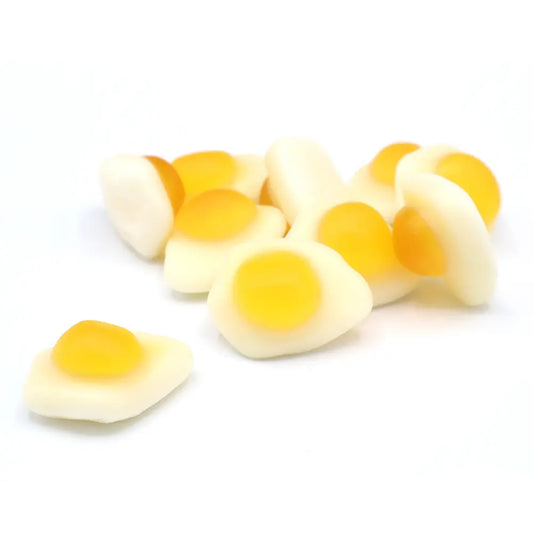 Haribo Fried Eggs with white and yellow jelly layers, a retro pick and mix favourite