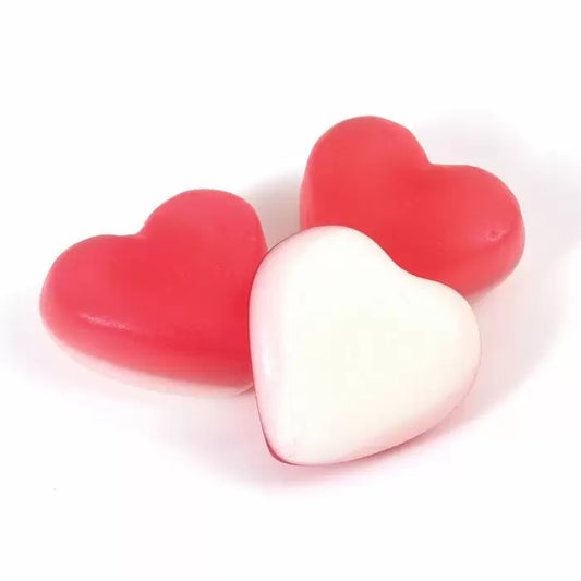 Haribo Heart Throbs – soft red and white heart-shaped gummy sweets with fruity flavour, ideal for romantic pick and mix