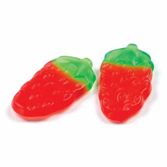 Juicy Haribo strawberry-shaped jelly sweets, perfect for pick and mix bags and sweet cones