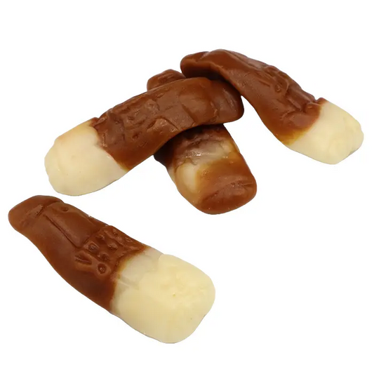 Small round chewy sweets known as Pint Pots, with glossy finish