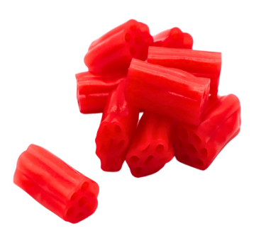 Barrel-shaped red liquorice sweets with a rich, classic flavour